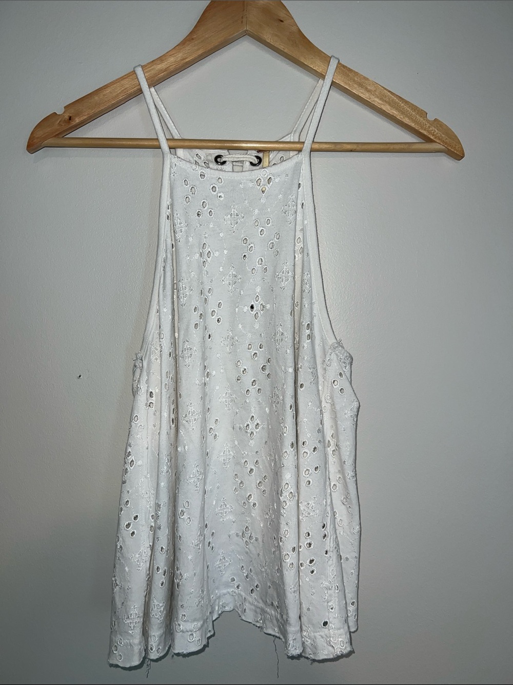 Free People White Eyelet Spaghetti Strap Tank